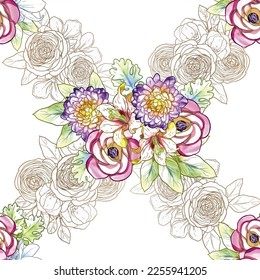 Abstract elegance seamless pattern with floral background