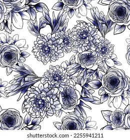Abstract elegance seamless pattern with floral background