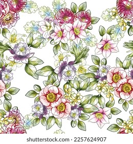 Abstract elegance seamless pattern with floral background