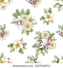 Abstract elegance seamless pattern with floral background