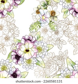 Abstract elegance seamless pattern with floral background
