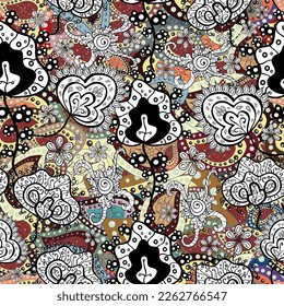 Abstract elegance seamless pattern with floral background. vector Nice fabric pattern. White doodles.