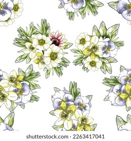 Abstract elegance seamless pattern with floral background
