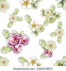 Abstract elegance seamless pattern with floral background