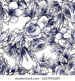 Abstract elegance seamless pattern with floral background