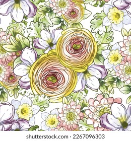Abstract elegance seamless pattern with floral background