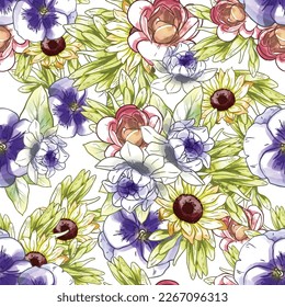Abstract elegance seamless pattern with floral background