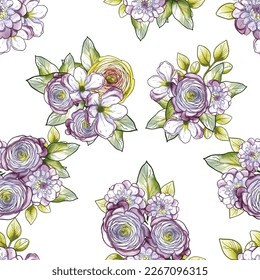 Abstract elegance seamless pattern with floral background