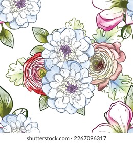 Abstract elegance seamless pattern with floral background