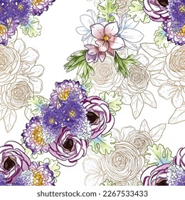 Abstract elegance seamless pattern with floral background