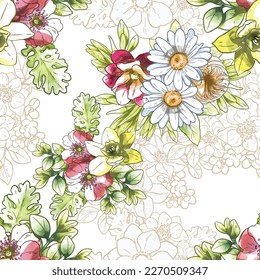 Abstract elegance seamless pattern with floral background