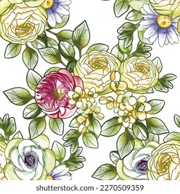 Abstract elegance seamless pattern with floral background