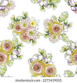 Abstract elegance seamless pattern with floral background