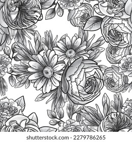 Abstract elegance seamless pattern with floral background