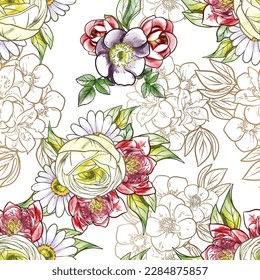Abstrakte Eleganz, nahtloses Muster mit floralem Hintergrund