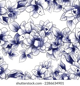 Abstract elegance seamless pattern with floral background