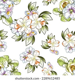 Abstract elegance seamless pattern with floral background