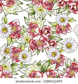 Abstract elegance seamless pattern with floral background