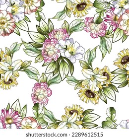 Abstract elegance seamless pattern with floral background