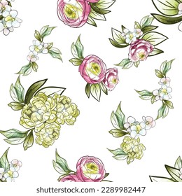 Abstract elegance seamless pattern with floral background