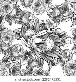 Abstract elegance seamless pattern with floral background