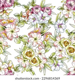 Abstract elegance seamless pattern with floral background