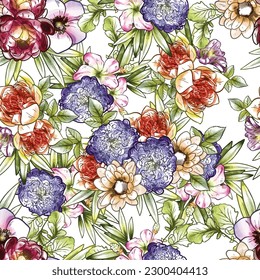 Abstract elegance seamless pattern with floral background