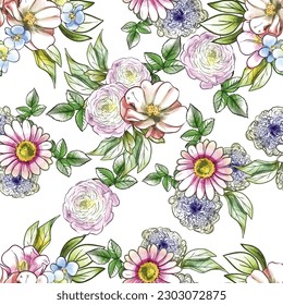 Abstract elegance seamless pattern with floral background