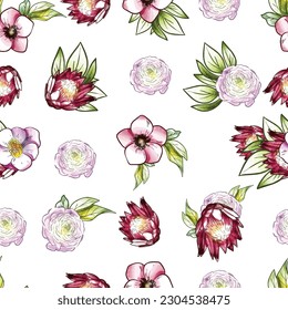 Abstract elegance seamless pattern with floral background