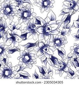 Abstract elegance seamless pattern with floral background