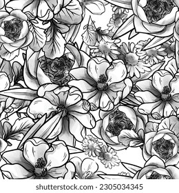 Abstract elegance seamless pattern with floral background