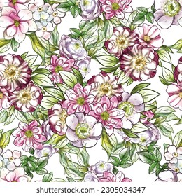 Abstract elegance seamless pattern with floral background