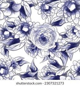 Abstract elegance seamless pattern with floral background