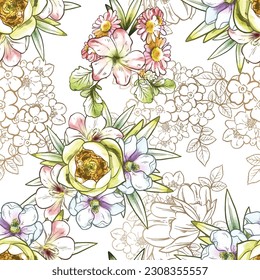 Abstract elegance seamless pattern with floral background
