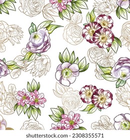 Abstract elegance seamless pattern with floral background