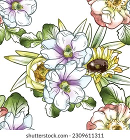 Abstract elegance seamless pattern with floral background
