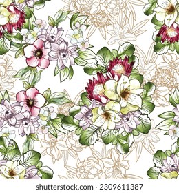 Abstract elegance seamless pattern with floral background