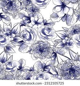 Abstract elegance seamless pattern with floral background