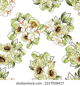Abstract elegance seamless pattern with floral background