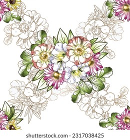Abstract elegance seamless pattern with floral background