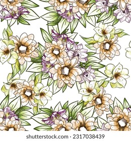 Abstract elegance seamless pattern with floral background