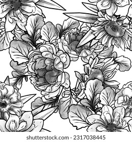 Abstract elegance seamless pattern with floral background