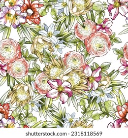 Abstract elegance seamless pattern with floral background