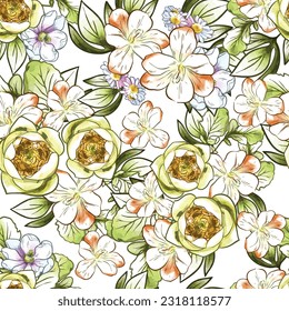 Abstract elegance seamless pattern with floral background