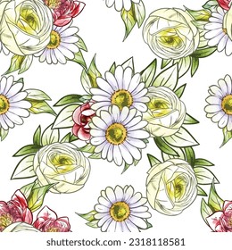 Abstract elegance seamless pattern with floral background