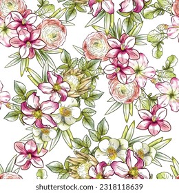 Abstract elegance seamless pattern with floral background