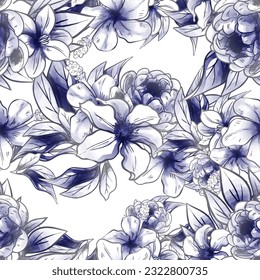 Abstract elegance seamless pattern with floral background