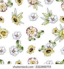 Abstract elegance seamless pattern with floral background