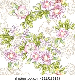 Abstract elegance seamless pattern with floral background