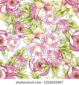 Abstract elegance seamless pattern with floral background